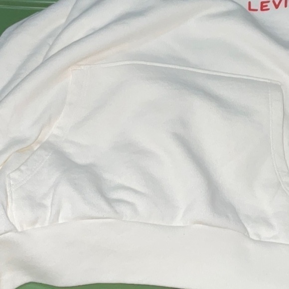 Levi's Women's Graphic Cropped Cotton Blend Laundry Day Hoodie XXL CREAM NWT - Picture 10 of 13